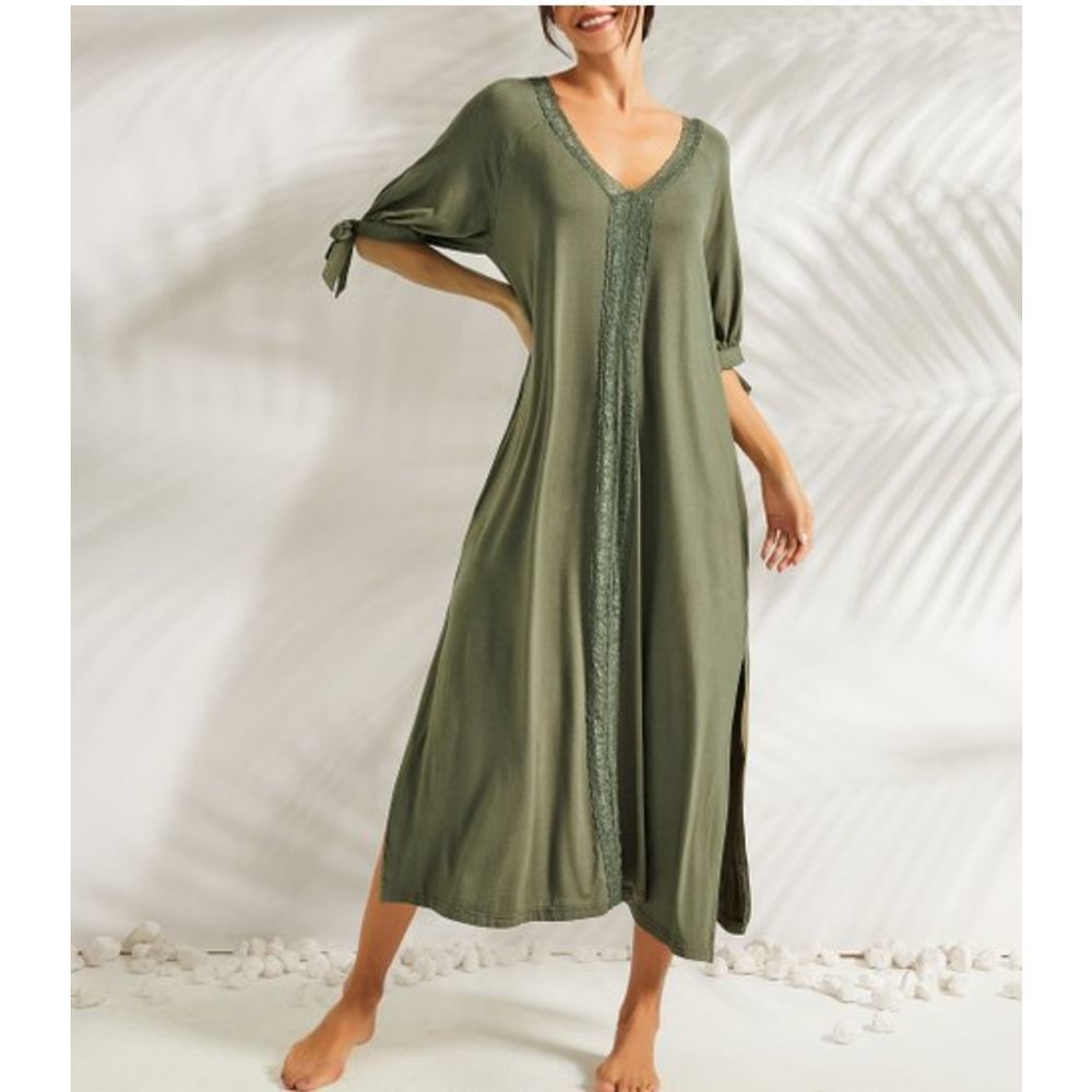 Simple By Suzanne Betro Tie Sleeve Caftan